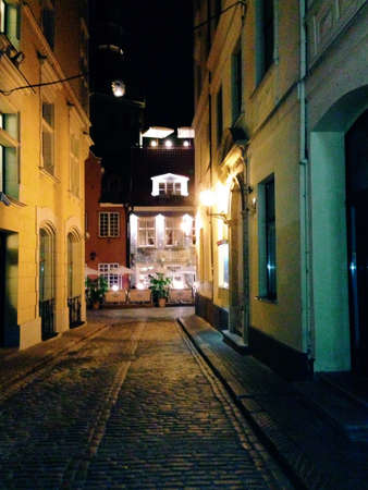 Historic centre of Riga at nightの素材
