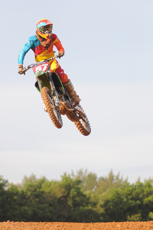 KEMAMAN - OCTOBER 29: unidentified rider in action during training preparation for upcoming challenge on October 29, 2011 in Kemaman, Terengganu, Malaysia.のeditorial素材