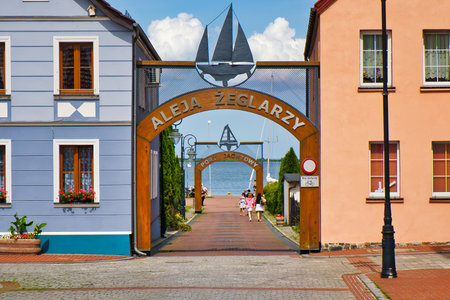 Sailors' alley leading to the marina in Nowe Warpno, Europe, Polandの写真素材