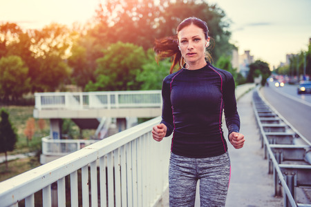 Women running in the city
