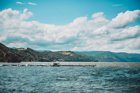 River dock on a windy dayの写真素材