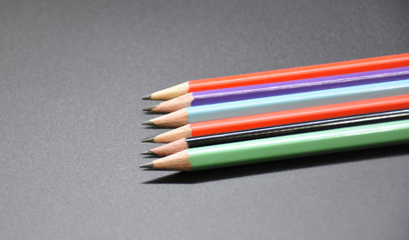 Pencil on pure black backgroundの写真素材