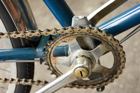 bicycle rear wheel in vintage lightの写真素材