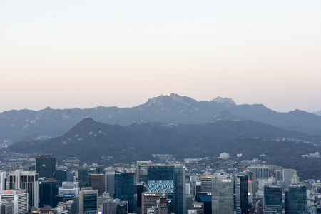 SEOUL, KOREA  - February 04, 2017 :Amazing view to top view at sunriseのeditorial素材