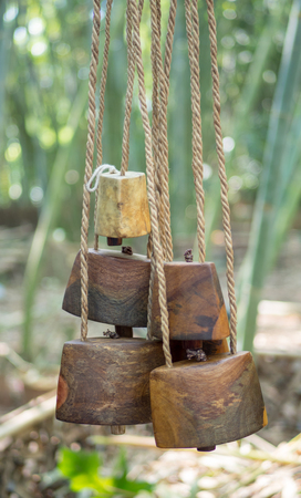 Cowbell made form wood in Thailandの写真素材