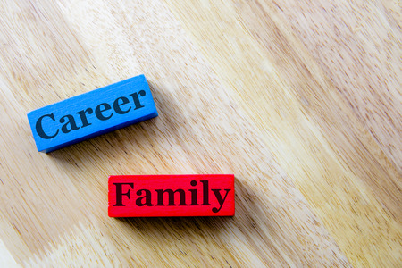 family and career word concept. family and career Word Written In Wooden Cubeの写真素材