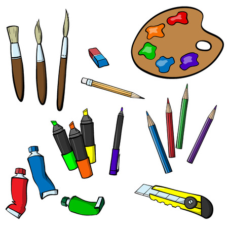 Set of varied items for drawingのイラスト素材