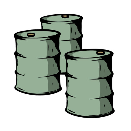 Three metal barrels on white backgroundのイラスト素材