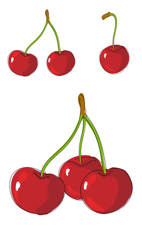 Red ripe cherryのイラスト素材
