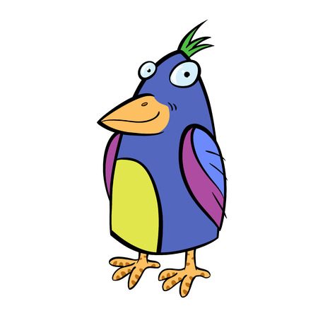 Cartoon colored crested tropical bird looking at you with a sly smile.のイラスト素材