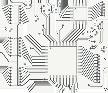Monochrome image of fragment of printed circuit board with the contact pads.のイラスト素材