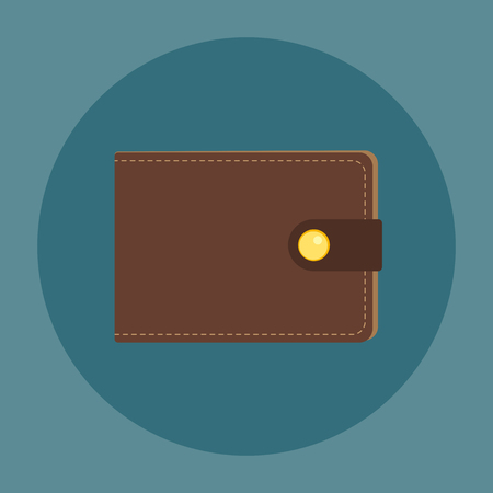 Brown leather wallet. Flat business vector icon. Money symbol.のイラスト素材