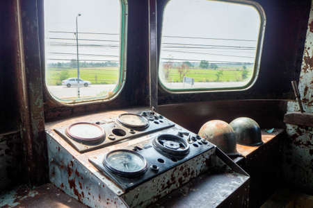 Control panel inside the ancient trainの写真素材