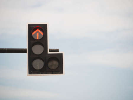 Traffic lights that are up, stop signs.の写真素材
