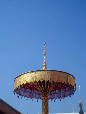Golden tiered and sky backgroundの写真素材