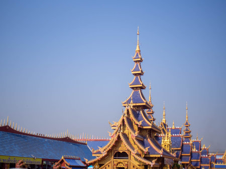 Atmosphere in the temples of Thailand At Temple name is Wat Pipat Mongkol, Thungsaliam, Sukhothai, Thailand  in 26 February 2021.の写真素材