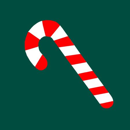 Vector illustration. Christmas candy cane. Cheerful cartoon sticker in comic style with contour.のイラスト素材