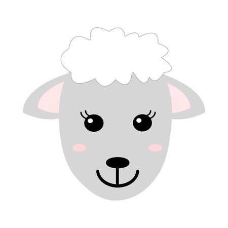 Cute hand drawn smiling sheep. Cartoon zoo. Vector illustration.のイラスト素材