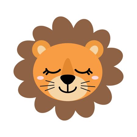 Cute hand drawn smiling lion. Cartoon zoo. Vector illustration.のイラスト素材