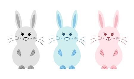 Happy Easter Bunny. A cute rabbits on white background Vector illustration for greeting card, invitation.のイラスト素材