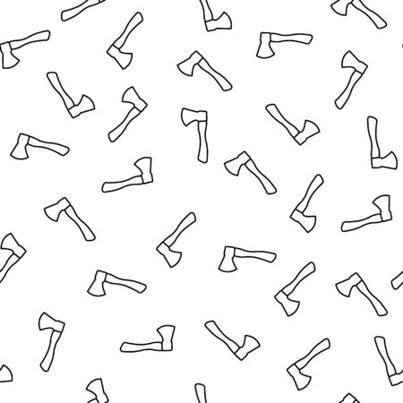 Axe icon. Vector seamless pattern with hand drawn isolated construction materials on white color. Pattern on the theme of building. Background for use in design, packing, fabricのイラスト素材
