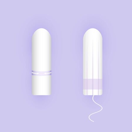 Feminine tampons icon. Woman menstrual care. Illustration of feminine hygiene products in a flat style.のイラスト素材