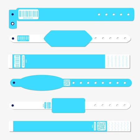 Entrance bracelet at concert zone, performing party, dancing club, music festivals, private areas, hospitals and health centers. Design template of access to event for party. Vector illustration.のイラスト素材