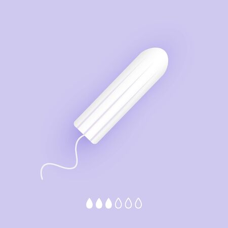 Feminine tampon pad icon. Woman menstrual care. Illustration of feminine hygiene products in a flat style.のイラスト素材