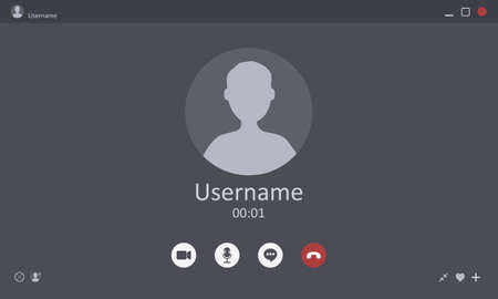 Video chat interface. User web video call window. Concept of social remote media, remote communication, video content. Modern vector illustrationのイラスト素材