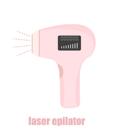Photo and laser epilator. Hair removal procedure. Sign for beauty salon. Modern vector illustration in flat cartoon styleのイラスト素材