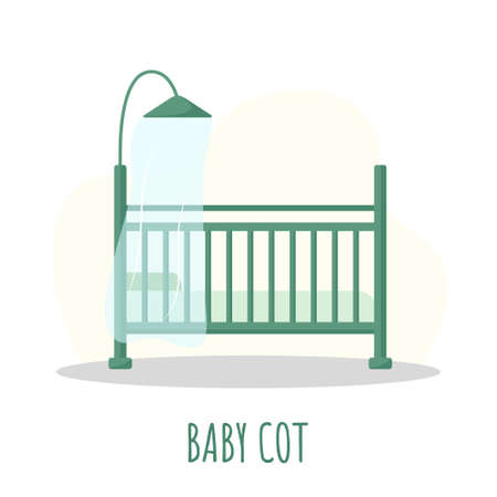 Cot icon. Simple element from baby things icons collection. Creative baby cradle for ui, ux, apps, software and infographics. Vector illustration in flat style.のイラスト素材