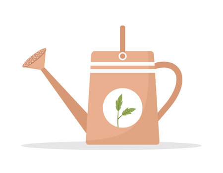 Watering can isolated on white background. Vector illustration in flat cartoon style. Plant care concept. Cute gardening toolのイラスト素材