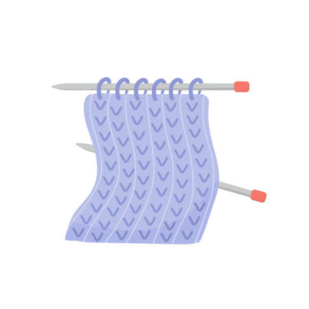 Knitting with needles. Cute hand drawn tailor shop elements. Vector illustration in flat cartoon styleのイラスト素材