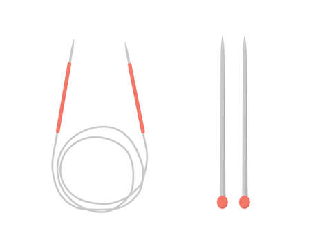Knitting needles. Cute hand drawn tailor shop elements. Vector illustration in flat cartoon styleのイラスト素材