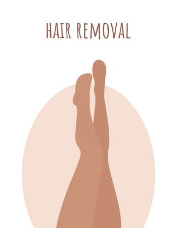 Hair removal. Laser and wax epilation methods. Perfect smooth female legs. Vector illustration in flat cartoon styleのイラスト素材