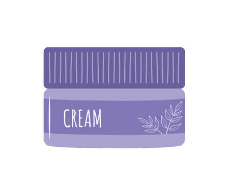 Repairing cream. Face moisturizer. Skin care. Morning routine. Hand drawn beauty product. Vector illustration in flat cartoon styleのイラスト素材
