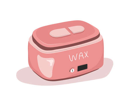 Paraffin therapy. Electronic bath for melting moisturizing wax. Cosmetic icon for skin care. Vector illustration in flat cartoon styleのイラスト素材