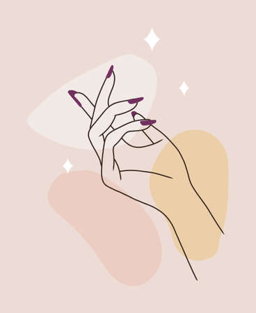 Hand skin care. Massage and paraffin therapy. Vector Illustration of elegant female hands in a trendy minimalist style. Beauty logo for nail studio or spa salonのイラスト素材