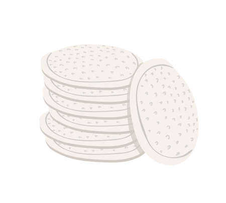Organic cotton pads. Bamboo makeup remover wipe. Eco friendly products for skin care. Zero waste concept. No plastic. Vector illustration in flat cartoon styleのイラスト素材