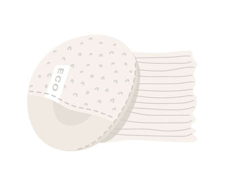 Reusable cotton pads. Bamboo makeup remover wipe. Eco friendly products for skin care. Zero waste concept. No plastic. Vector illustration in flat cartoon style. Save the planetのイラスト素材