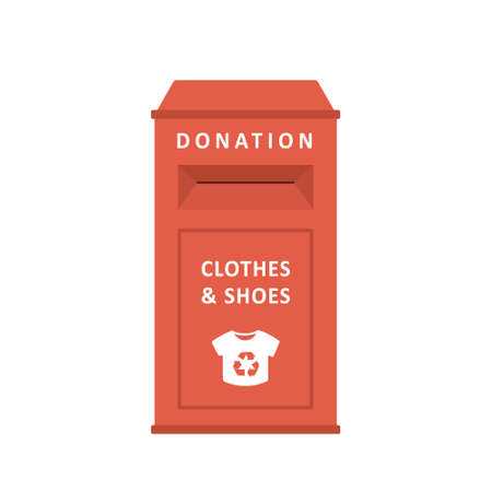 Clothes donation box. Clothing bin or recycle container. Garbage sorting. Volunteering and social...