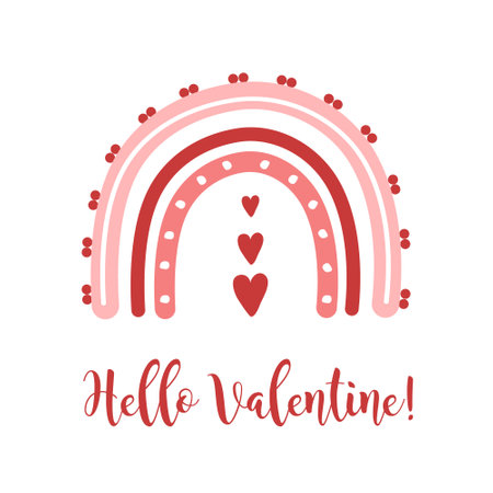 Valentines rainbow with hearts. Romantic element in boho style.のイラスト素材