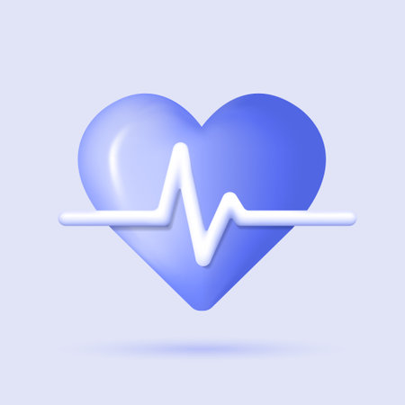 3d heart with pulse beat icon. Cardiogram concept. Realistic medical sign. Healthcare element for mobile concepts and web apps. Modern vector illustration in cartoon styleのイラスト素材