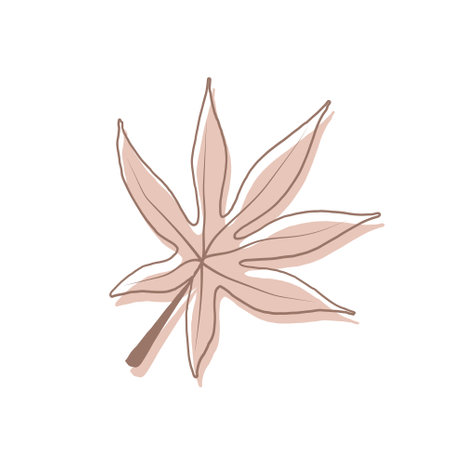 Abstract maple leaf. Minimalistic art in pastel colors. Design element for wall art, social media, posters, stickers and invitations. Modern vector illustration in flat styleのイラスト素材