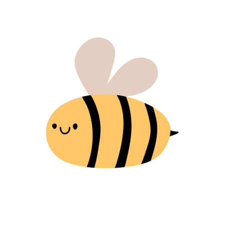 Cute honey Bee. Boho insect. Gender Neutral Nursery Ornament. Vector illustration in flat cartoon styleのイラスト素材