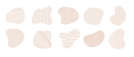 Abstract freeform collection. Set of beige amoeba. Modern figure for design and print. Vector illustrations isolated on white backgroundのイラスト素材