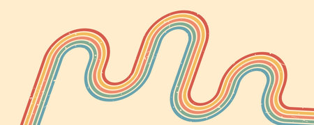 Abstract rainbow stripes. Retro 70s graphic. Vintage style. Groovy wallpaper or colorful art print....