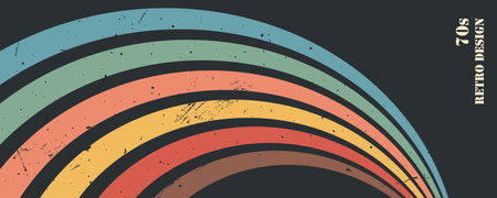 Stripe rainbow groovy. Abstract grunge art with bold waves and parallel lines. Dynamic retro...