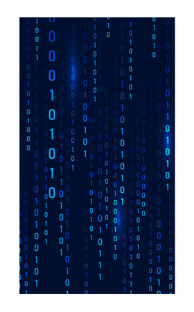 Binary Rain background. Abstract hacker code with data streams and falling numbers on computer...