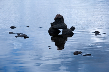 Stone formation in a lakeの写真素材